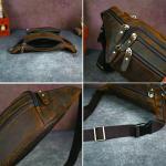 Handadsume Thick Crazy Horse Leather Hiking Riding Travel Outdoor Belt Bag Fanny Waist Pack Small Phone Pouch For Men Women 380 (383 Brown)