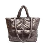 Puffy Tote Bag Padded Puffy Tote Lattice Handbags for Women Large Puffer Tote Bag Shoulder Bag Puffer Luxury Bags (Champagne)