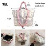 Puffy Tote Bag Padded Puffy Tote Lattice Handbags for Women Large Puffer Tote Bag Shoulder Bag Puffer Luxury Bags (Champagne)