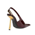 Vertundy Cherry Red Slingback Heels for Women - Closed Pointed Toe Stiletto Gold Heel Strap Buckle Sandals Party Wedding Bride Dress Pumps Size 7.5