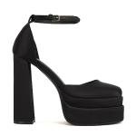 THESHY Womens Platform Chunky High Block Heels Ankle Strap Buckles Wedge Dress Pumps Fashion Shoes for Women Black