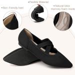 TINGRISE Women's Flats Shoes Pointed Toe Knit Washable Comfortable Dressy Mary Jane Ballet Flat with Strap Black US8.5