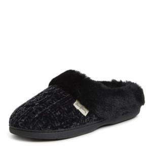 Dearfoams Women's Marled Cable Knit Chenille Clog with Wide Widths Slipper, BLACK, X-Large Standard US US