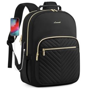 Stylish Black Laptop Backpack Purse with USB Port