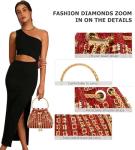 Sweetovo Sparkly Diamond Evening Bag Clutch Purses for Women Rhinestone Purse Glitter Handbag for Party Prom Cocktail Wedding (Red)