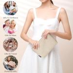 MAGEFY Small Makeup Bag for Purse Corduroy Makeup Bag with Inner Zipper Pockets Travel Cosmetic Bag for Women Preppy Stuff Aesthetic Gifts, Beige