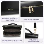Keyli Women's Crossbody Bag Small Top-Handle Pouch Purse Fashion Designer Shoulder Handbag Trendy Quiet Leather Purse Black