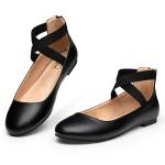 Trary Ballet Flats for Women, Round Toe Mary Jane Shoes, Black Flats with Ankle Strap, Wide Width, Strappy Flats, Dress Shoes