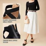 Trary Ballet Flats for Women, Round Toe Mary Jane Shoes, Black Flats with Ankle Strap, Wide Width, Strappy Flats, Dress Shoes