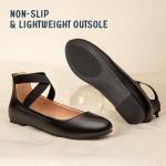 Trary Ballet Flats for Women, Round Toe Mary Jane Shoes, Black Flats with Ankle Strap, Wide Width, Strappy Flats, Dress Shoes
