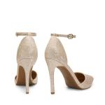 DREAM PAIRS Women's Oppointed-Lacey Pointed Toe Ankle Strap High Heel Stiletto Pumps Wedding Dress Shoes,Size 7.5,Gold/Glitter,Oppointed_Lacey