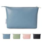 Narwey Small Makeup Bag for Purse Small Cosmetic Bag Women PU Leather Travel Makeup Pouch Zipper Pouch (Greyish Blue)