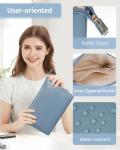 Narwey Small Makeup Bag for Purse Small Cosmetic Bag Women PU Leather Travel Makeup Pouch Zipper Pouch (Greyish Blue)