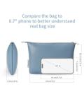 Narwey Small Makeup Bag for Purse Small Cosmetic Bag Women PU Leather Travel Makeup Pouch Zipper Pouch (Greyish Blue)