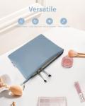 Narwey Small Makeup Bag for Purse Small Cosmetic Bag Women PU Leather Travel Makeup Pouch Zipper Pouch (Greyish Blue)