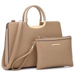 Womens Handbag Top Handle Shoulder Bag Tote Satchel Purse Work Bag with Matching Wallet (1-Beige) Large