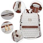 MKP Women Fashion Backpack Purse Multi Pockets Signature Anti-Theft Rucksack Travel Ladies Shoulder Bag Handbag 2Pcs