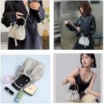 BBTT.ful Handbag, Sparkling Rhinestone Bucket Bag for Women & Girls, Large Crossbody Purse for Party, Wedding, Prom, Evening, Silver