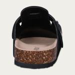 KIDMI Genuine Suede Clogs for Women Cork Footbed Sandals Leather Mules Potato Shoes with Arch Support Black 41 (Size 9-9.5)