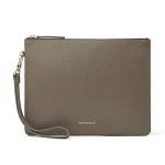 DORIS&JACKY Leather Wristlet Clutch Purse for Women Large Slim Phone Pouch Bag With Detachable Strap (Grey)