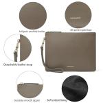 DORIS&JACKY Leather Wristlet Clutch Purse for Women Large Slim Phone Pouch Bag With Detachable Strap (Grey)
