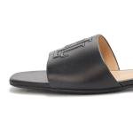 Lauren Ralph Lauren Women's Everley Calfskin Slide Sandals Black 6.5 Medium