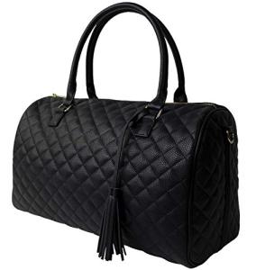 Luxurious Quilted Weekender Duffle Bag in Black