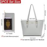Handbags for Women Large Tote Shoulder Bags Top Handle Satchel Purses Wallet set 2pcs Grey
