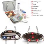 Handbags for Women Large Tote Shoulder Bags Top Handle Satchel Purses Wallet set 2pcs Grey