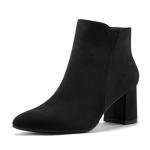 mysoft Women's Ankle Boots Chunky Block Low Heel Comfortable Pointed Toe Side V Cutout Dressy Office Booties with Zipper