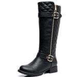GLOBALWIN Women's Black Quilted Knee High Boots Low Heel Comfortable Fashion Dressy Riding Boots For Women Size 8M
