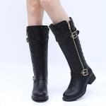 GLOBALWIN Women's Black Quilted Knee High Boots Low Heel Comfortable Fashion Dressy Riding Boots For Women Size 8M