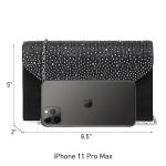 Dasein Women Satin Evening Bag Rhinestone Clutch Purse Wedding Prom Purse Formal Cocktail Party Handbag (Black)