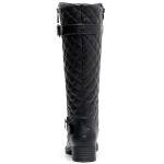 GLOBALWIN Women's Black Quilted Knee High Boots Low Heel Comfortable Fashion Dressy Riding Boots For Women Size 8M