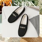 DeYashopin Women's Loafer Shoes Leisure Slip On Work Shoes Comfort Walking Flats Winter Black 7.5