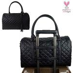 Luxurious Quilted Weekender Duffle Bag in Black