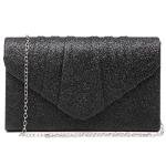 Dasein Women Glistening Evening Bags Pleated Clutch Handbags Wedding Purses Cocktail Prom Hand Pouch Black