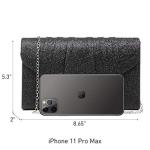 Dasein Women Glistening Evening Bags Pleated Clutch Handbags Wedding Purses Cocktail Prom Hand Pouch Black