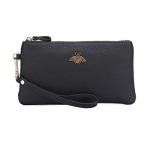 imeetu Women's Black Leather Wristlet Clutch Purse