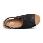 Rockport Women's Briah PERF Sling Wedge Sandal, black nubuck, 11 M US