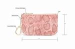 Daisy Rose Keychain Pouch & Coin Purse with Clasp, Luxury PU Vegan Leather - Pink Snake