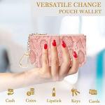 Daisy Rose Keychain Pouch & Coin Purse with Clasp, Luxury PU Vegan Leather - Pink Snake