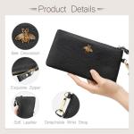 imeetu Women's Black Leather Wristlet Clutch Purse