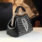 Luxury Fashion Diamonds Bag For Women Leather Top Handle Satchel Handbags Clip Rhinestone Purses Tote Shoulder Crossbody Bags (Black 2)