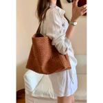 Women's Braided Leather Tote Bag Stylish Suede Hobo Shoulder Bag with Woven Details