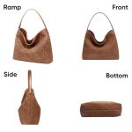 Women's Braided Leather Tote Bag Stylish Suede Hobo Shoulder Bag with Woven Details