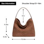 Women's Braided Leather Tote Bag Stylish Suede Hobo Shoulder Bag with Woven Details