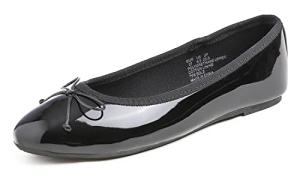 FEVERSOLE Women's Macaroon Colorful Memory Foam Cushion Insock Patent Ballet Flat Black Size 8.5 M US