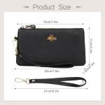 imeetu Women's Black Leather Wristlet Clutch Purse
