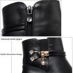 Women's Black Wedge Heel Ankle Booties Soft Leather Platform Side Zipper Sparkling Rhinestones Winter Warm Fur Lined Thickening Snow Boot (Black A,8,8,Women)